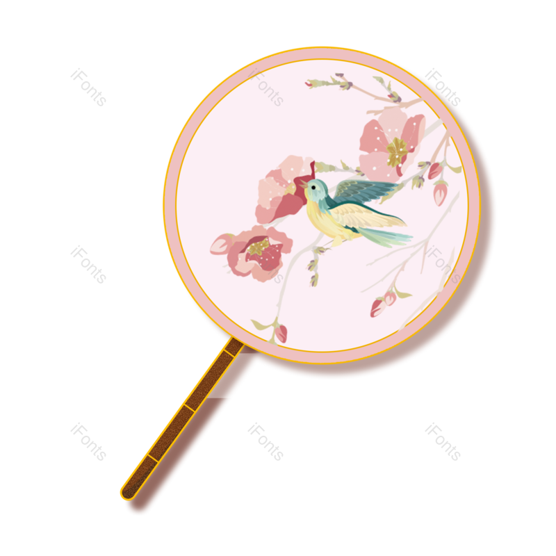 装饰图片,中国风元素,粉红PNG,扇子免抠素材